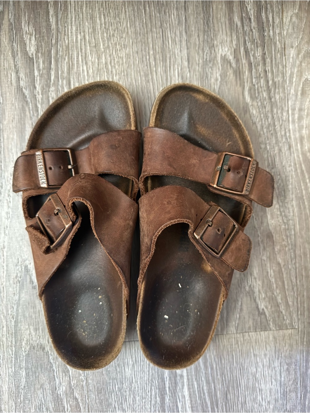 Birkenstock Brown Leather Two-Strap Sandals
